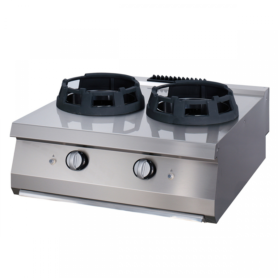 Premium Wok Koker 2 x 28,5 Kookringen Dubbelapparaat 90 cm diep Gas - Gastrohot