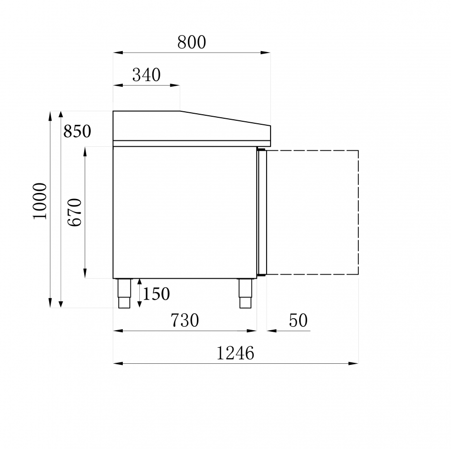 Pizzatisch 2 Türen 7 Teigschubladen