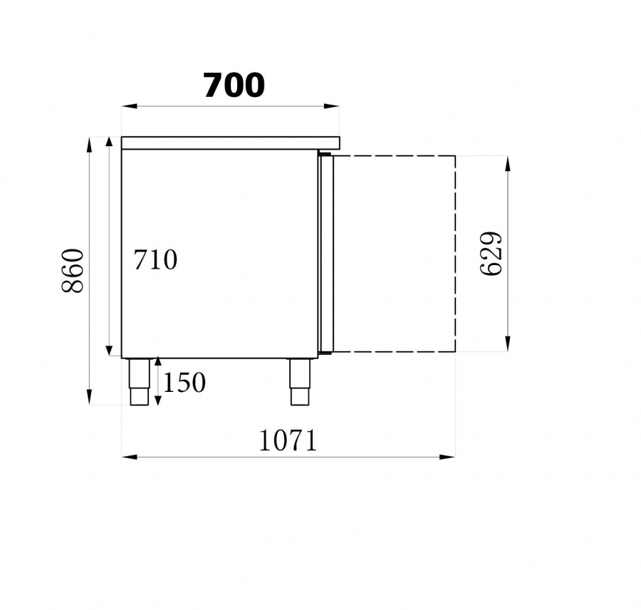 700 Kühltisch 2 Türen  |  2x GN 1/1 | 1360x700x850 mm