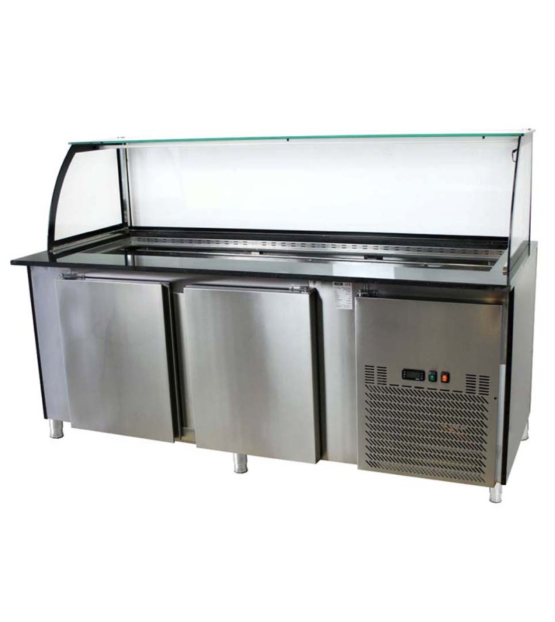 Salattheke (Dönertheke) | 5 x 1/1GN | B1800 x T850 x H1300 mm | Bordeaux-Schwarz Salattheke (Dönertheke) | 5 x 1/1GN | B1800 x T850 x H1300 mm | Bordeaux-Schwarz