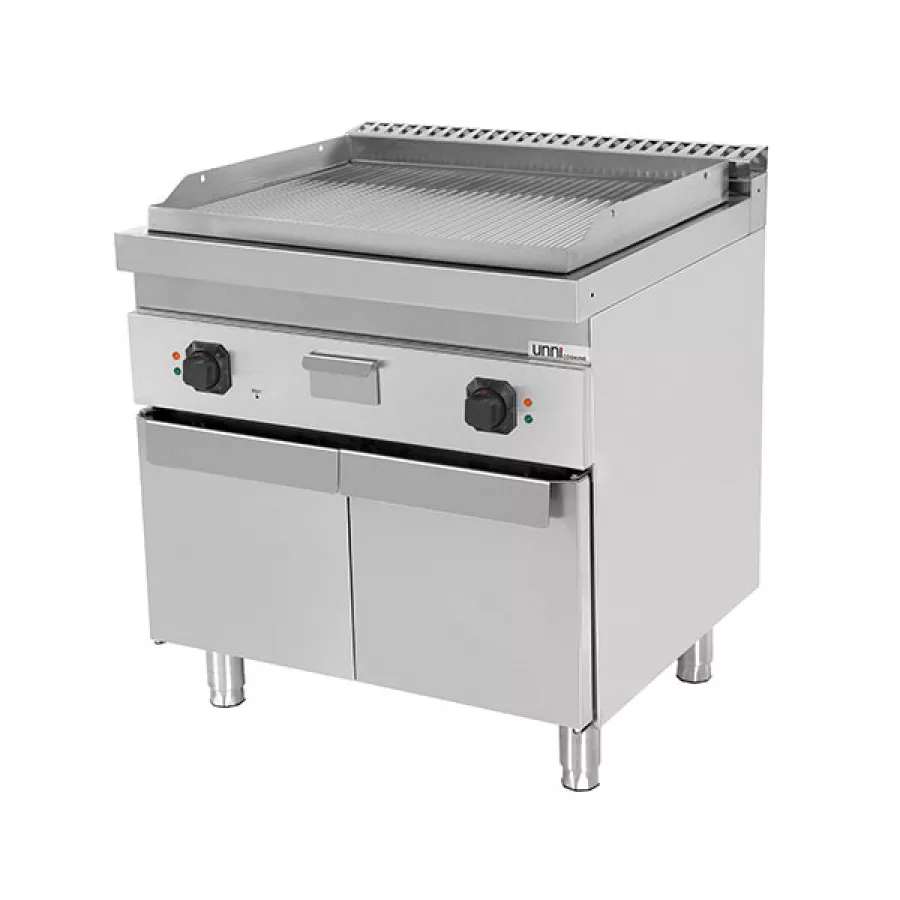 Elektro-Grillplatte gerillt Edelstahl 2 Heizzonen 9kW