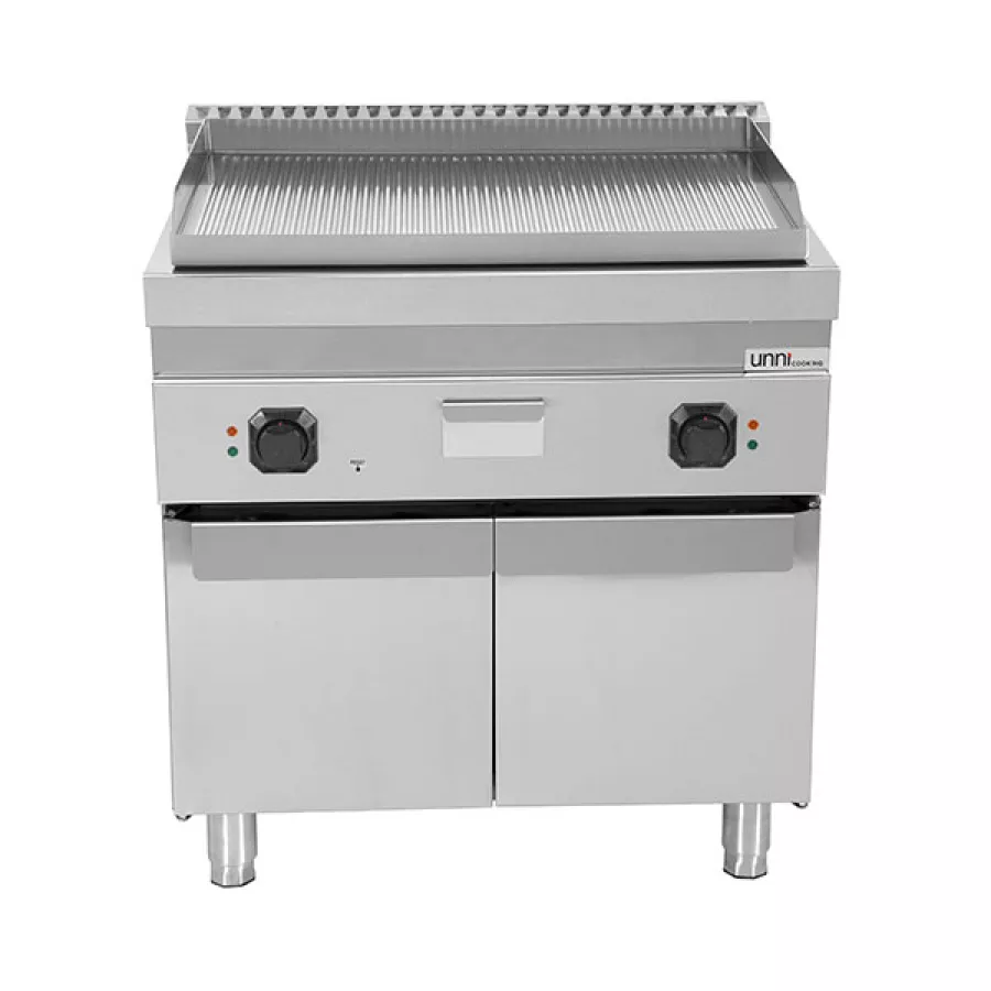 Elektro-Grillplatte gerillt Edelstahl 2 Heizzonen 9kW