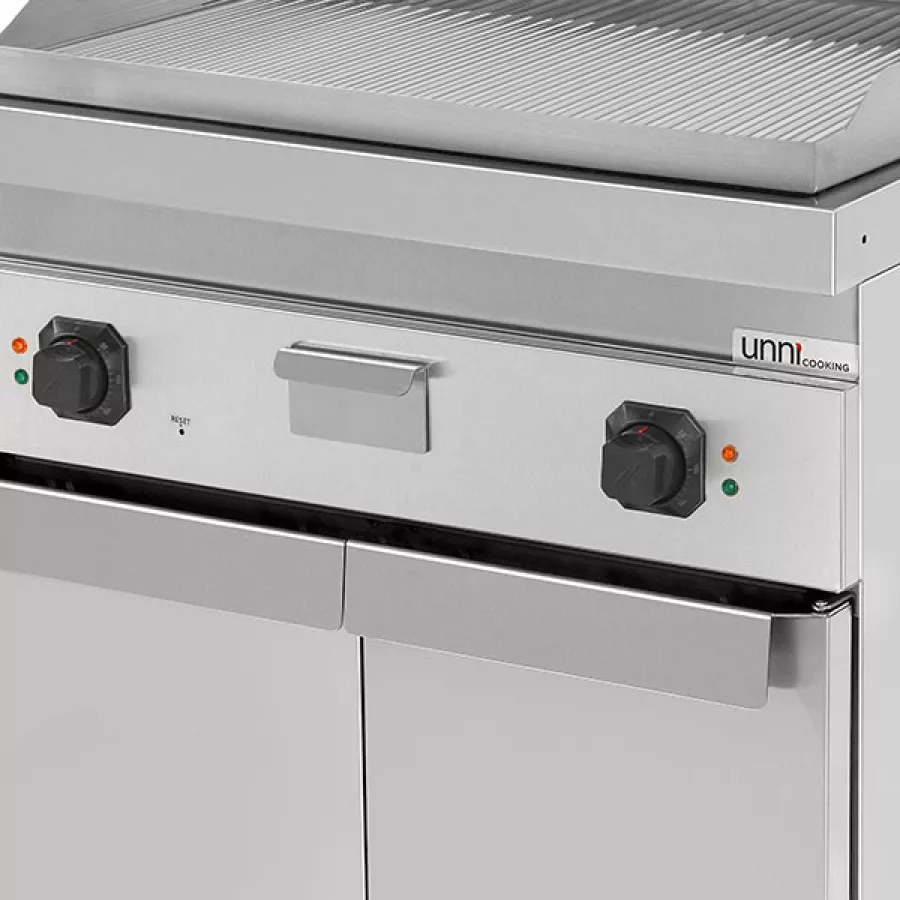 Elektro-Grillplatte gerillt Edelstahl 2 Heizzonen 9kW