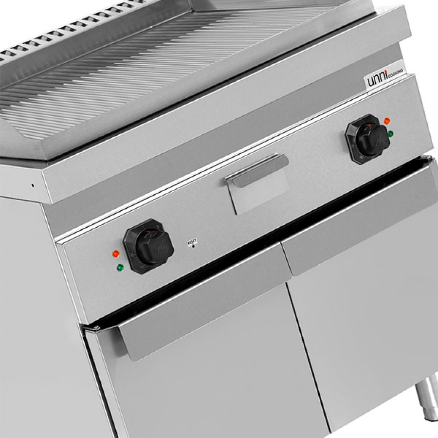 Elektro-Grillplatte E70GP20K+G gerillt Edelstahl 2 Heizzonen 9kW