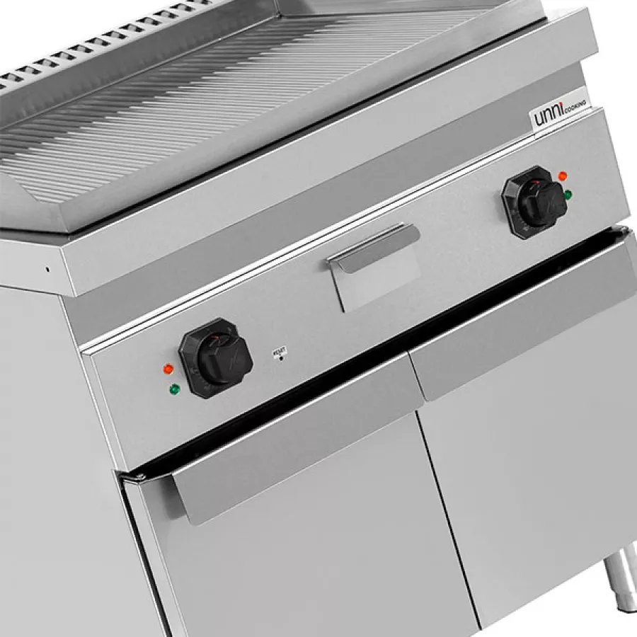 Elektro-Grillplatte gerillt Edelstahl 2 Heizzonen 9kW