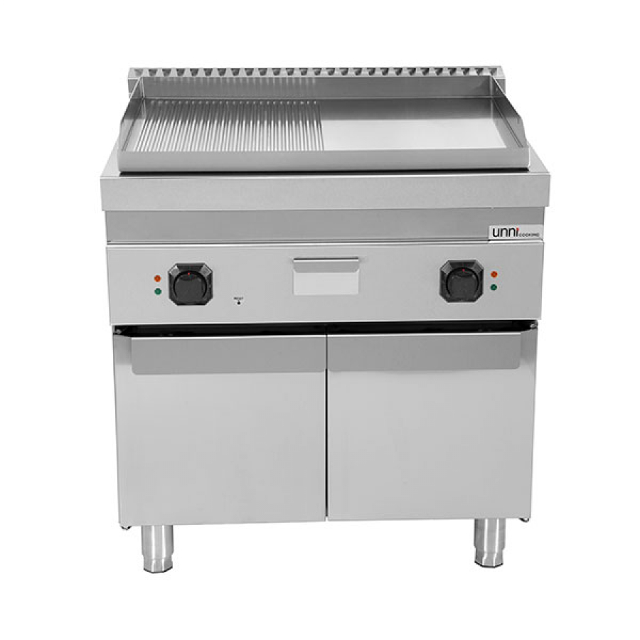 Elektro-Grillplatte E70GP20 Serie 700 1/2 glatt 1/2 gerillt Chrom