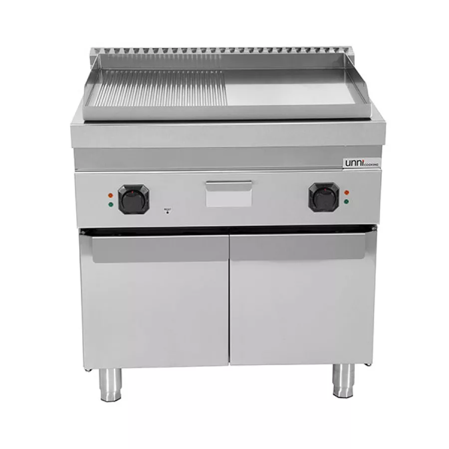 Elektro-Grillplatte Serie 700 1/2 glatt 1/2 gerillt Chrom