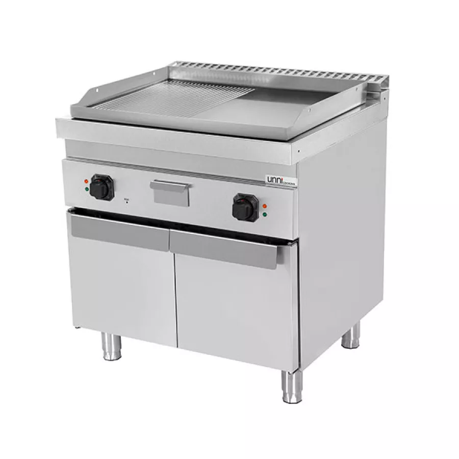 Elektro-Grillplatte Serie 700 1/2 glatt 1/2 gerillt Chrom