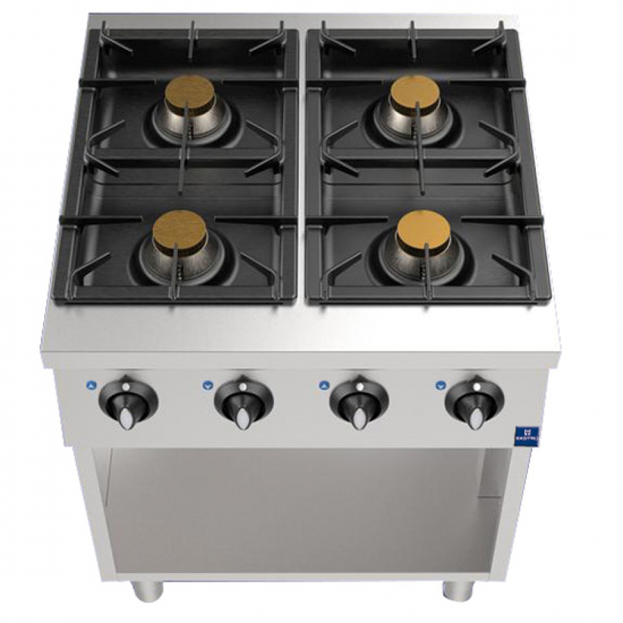 Gaskochfeld auf offenem Unterbau mit 4 Brenner 26.0 kW - Professionelles Gaskochfeld für die Gastronomie