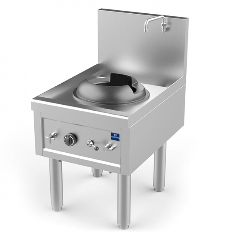 Gas wokkookplaat met 1 brander 27,5 kW en waterkraan - Gastrohot