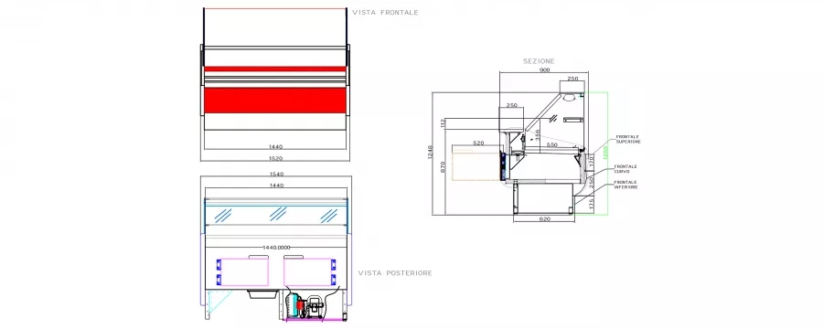 Kühltheke 1520 mm mit gerader Frontverglasung | Umluft Kühlung | +3°/+5°C