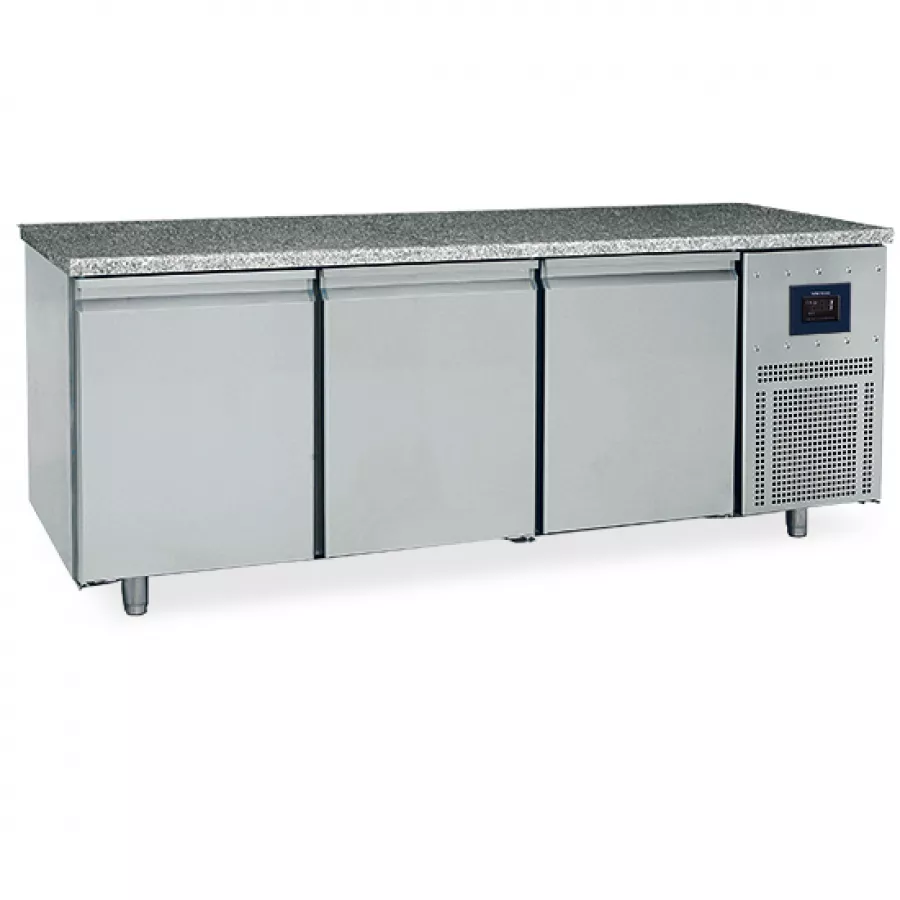 Bäckereikühltisch 3-türig 600x400 mm, Granitarbeitsplatte, -2°/+8°C - WiFi