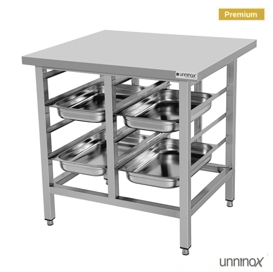 Ofenständer 900x800xH900 mm Edelstahl für 8x1/1 GN-Behälter