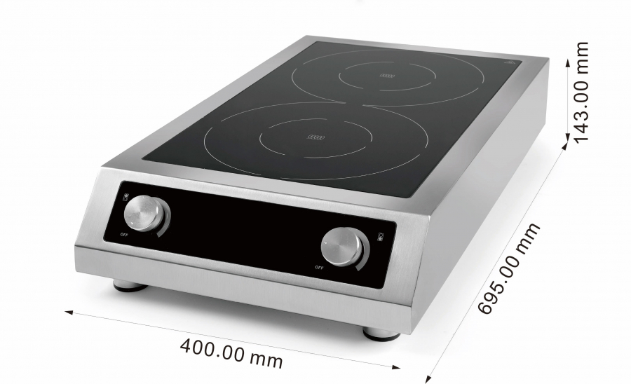 Induktionskochfeld 2-Zonen – 7 kW – Tischgerät – 400 V – Combisteel – Gastronomie