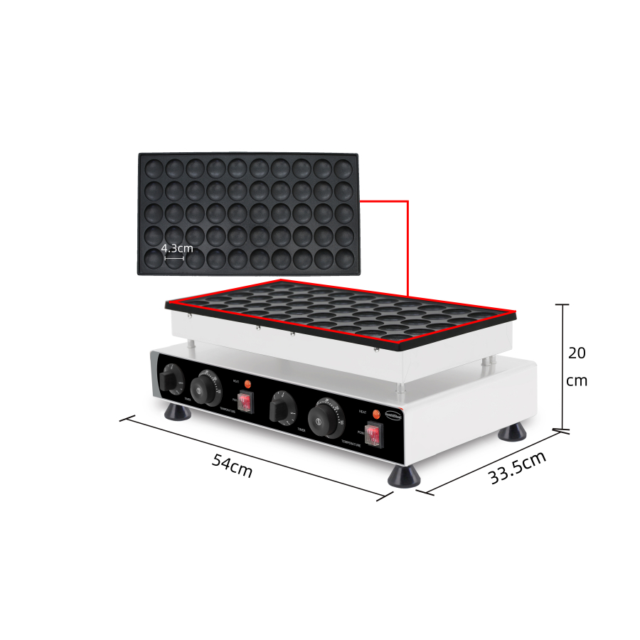 Poffertjes wafelijzer – 50 stuks Ø4,3 cm – 1,8 kW