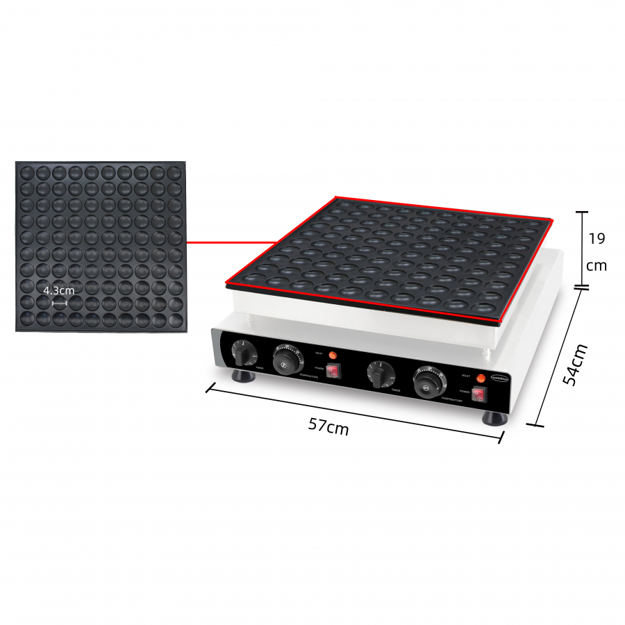 Waffeleisen – 100 Stück Ø4 cm – 2,4 kW – Edelstahl