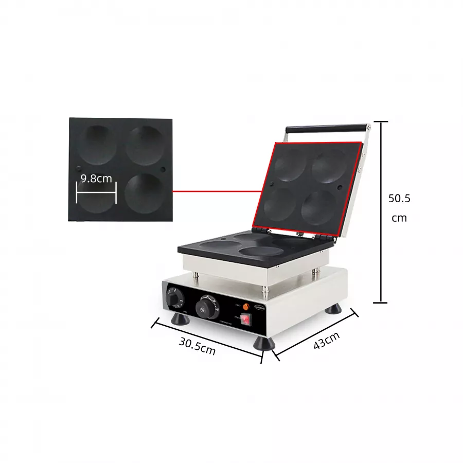 Pfannkuchenmaker 4× Ø10 cm – Elektrisch – 230 V – Edelstahl Pfannkuchenmaker 4× Ø10 cm – Elektrisch – 230 V – Edelstahl