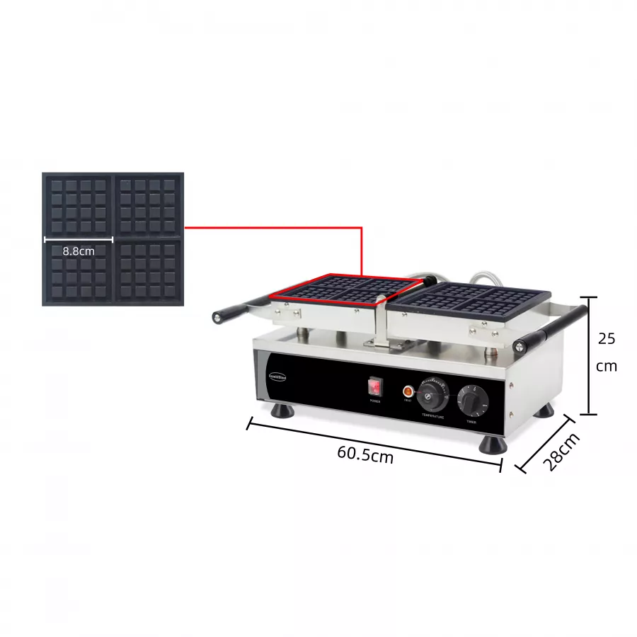 Waffeleisen für 4 Brüsseler Waffeln – 1,2 kW – Edelstahl – Ø 88 mm Waffeleisen für 4 Brüsseler Waffeln – 1,2 kW – Edelstahl – Ø 88 mm