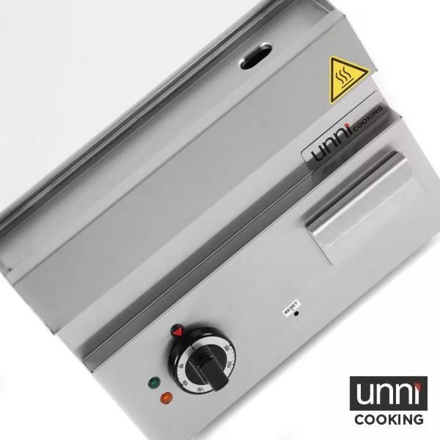 Elektro-Bratplatte UNNI-COOKING 650 Chrom Edelstahl, EGO-Thermostat