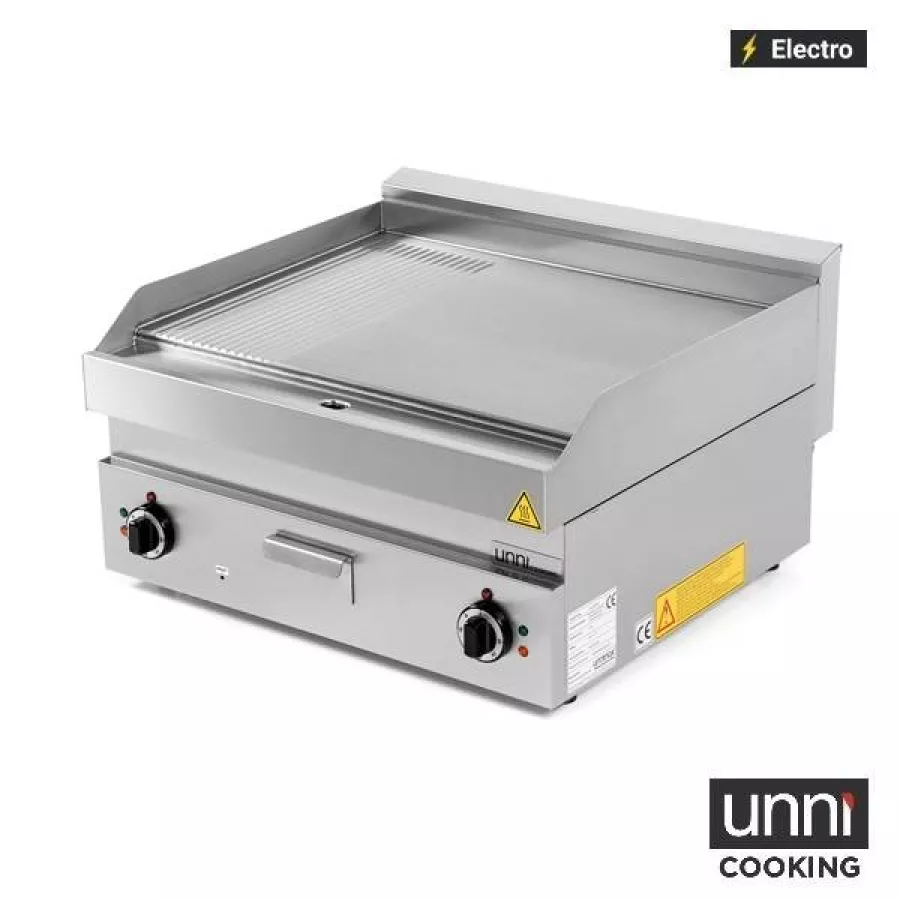 Elektrische Bratplatte UNNI-COOKING 650 Serie Edelstahl 1/3 gerillt