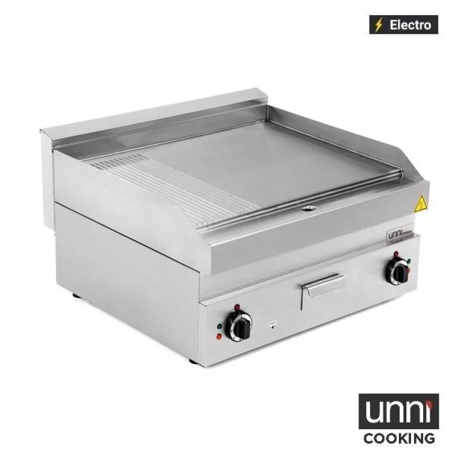 Elektrische Bratplatte UNNI-COOKING 650 Serie Edelstahl 1/3 gerillt