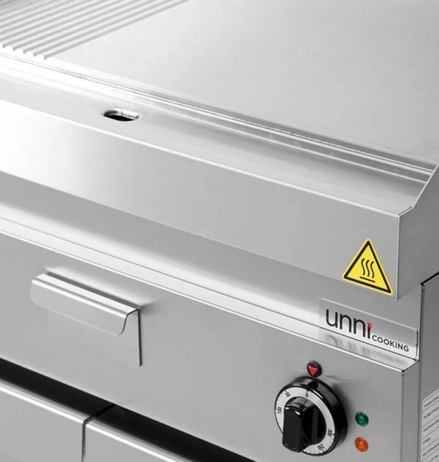 Elektrische Bratplatte UNNI-COOKING 650 Serie Edelstahl 1/3 gerillt