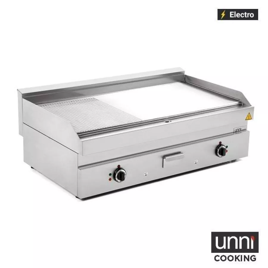 Elektrische Bratplatte Edelstahl geriffelt 100-300°C