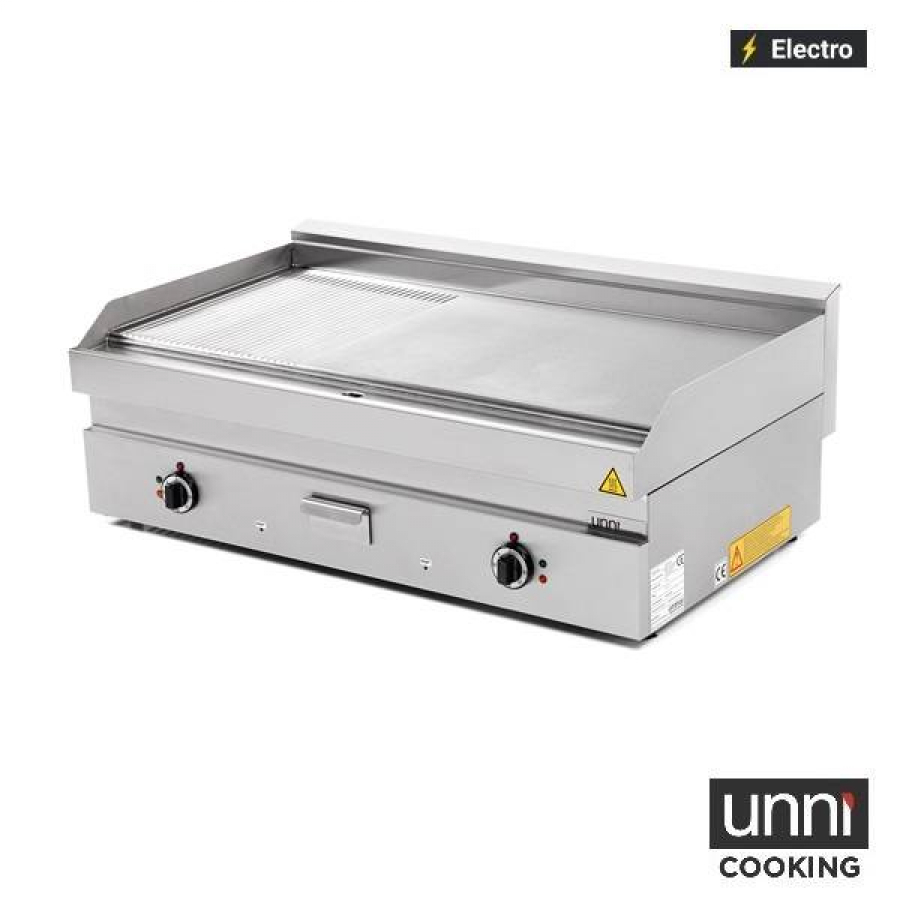 Elektrische Bratplatte E65GP30B-G Edelstahl geriffelt 100-300°C