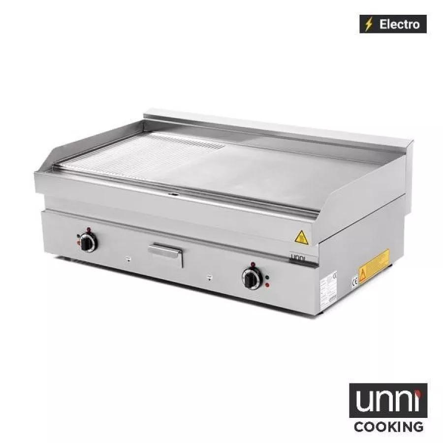 Elektrische Bratplatte Edelstahl geriffelt 100-300°C