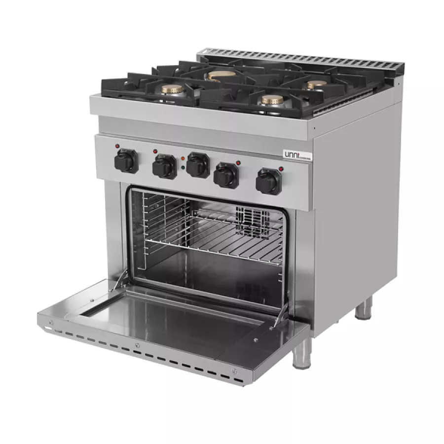 Gasherd 700 mit 4 Brennern und Elektro-Backofen