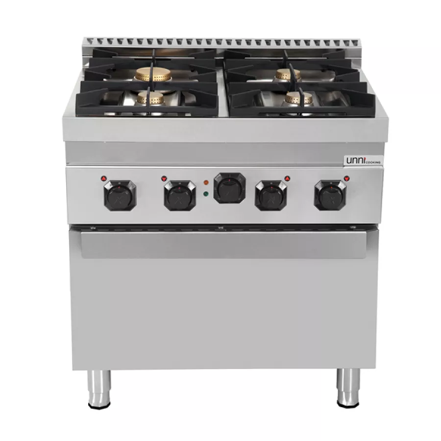 Gasherd 700 mit 4 Brennern und Elektro-Backofen