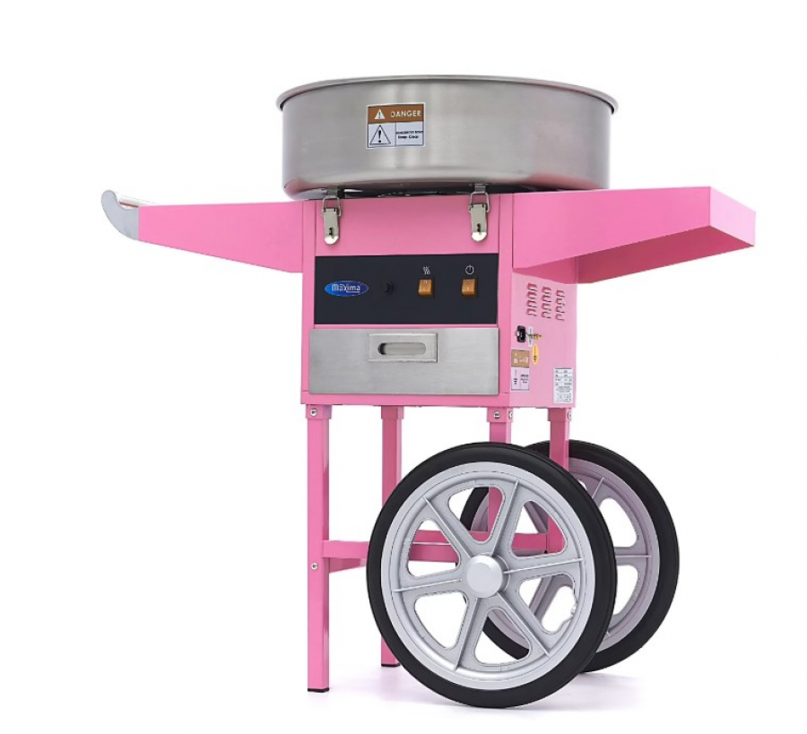 Gastro suikerspinmachine - Ø 52cm - Roze - met kar