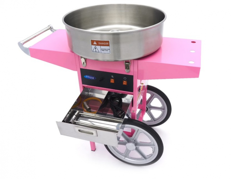 Gastro suikerspinmachine - Ø 52cm - Roze - met kar