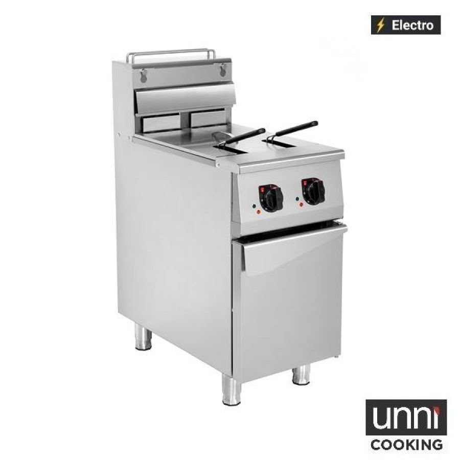 Elektrofritteusen UNNI-COOKING 2x12,5L Edelstahl Doppelbecken