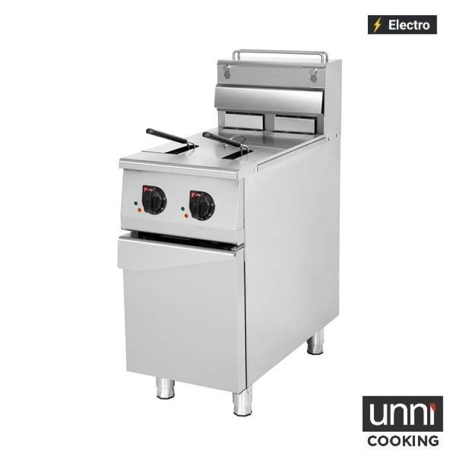 Elektrofritteusen UNNI-COOKING 2x12,5L Edelstahl Doppelbecken