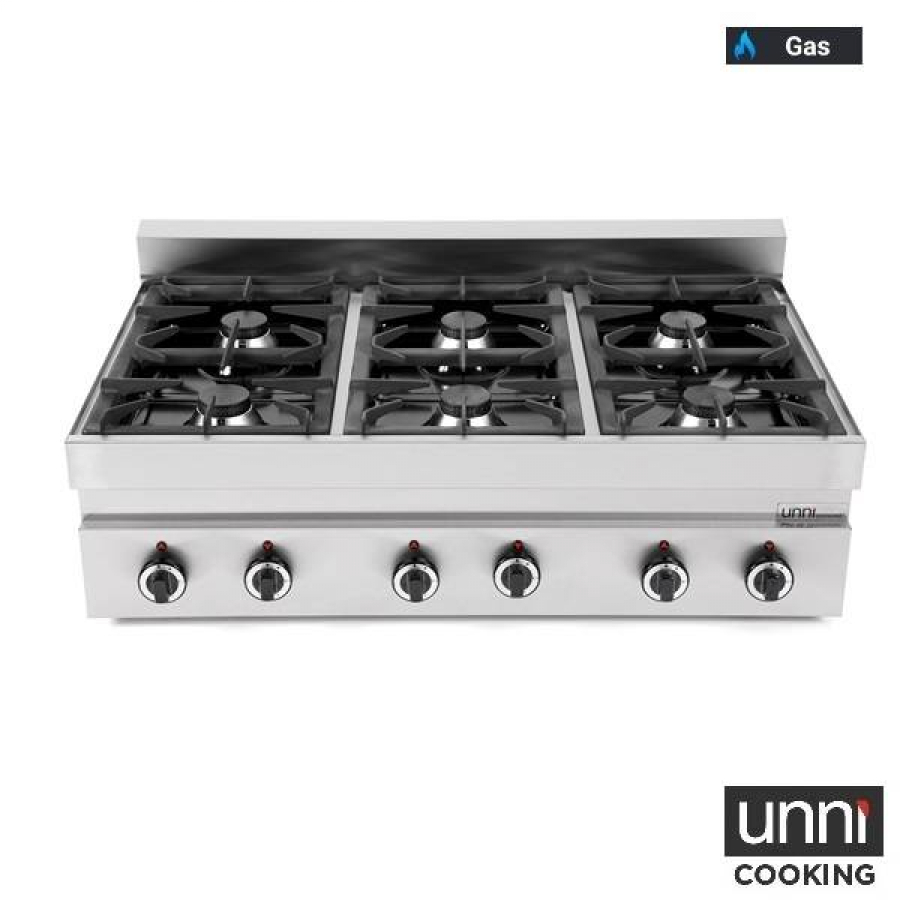 Gaskochfeld G65C6B 650Line – 6,5 kW italienische Brenner, Doppelüberlappungsflamme