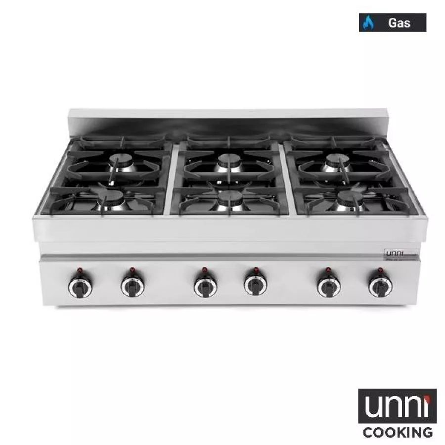 Gaskochfeld G65C6B 650Line – 6,5 kW italienische Brenner, Doppelüberlappungsflamme