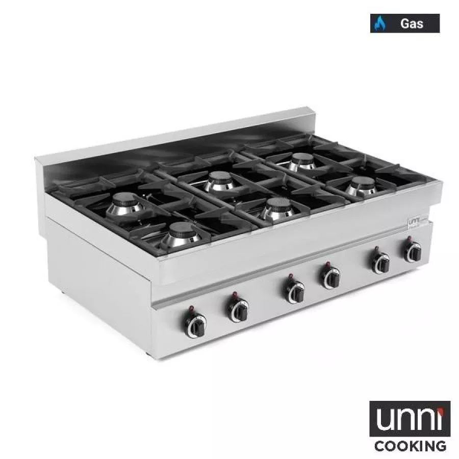 Gaskochfeld G65C6B 650Line – 6,5 kW italienische Brenner, Doppelüberlappungsflamme