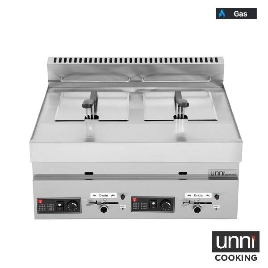 Gas Fritteuse 650 LINE 2x8L Edelstahl – 2x7kW, Profi, Schnell