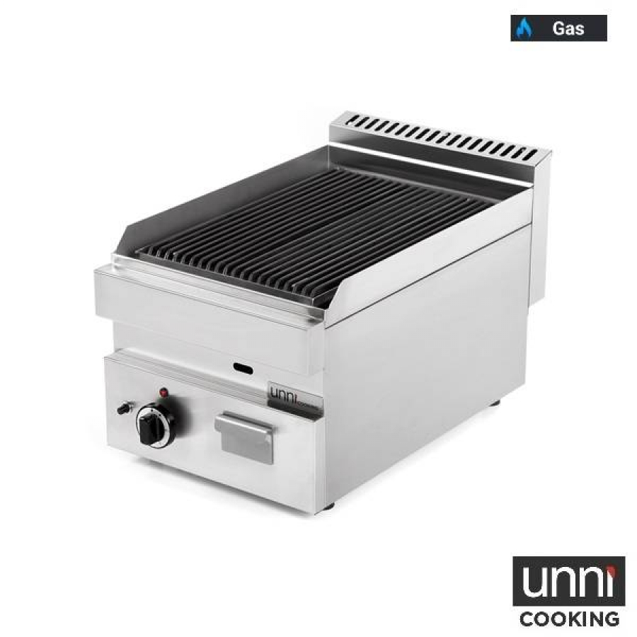 Lavasteingrill UnniCooking 650 LINE Gas Edelstahlbrenner Lavasteine