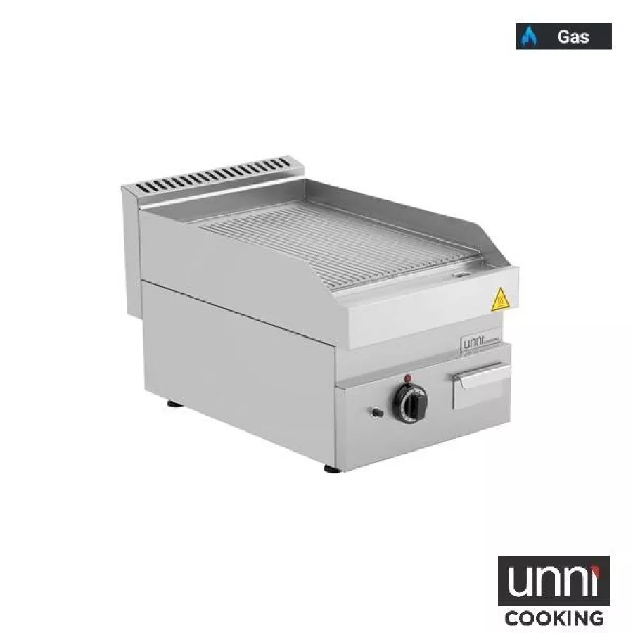 Gas-Bratplatte UNNI-COOKING 650 SERIES geriffelt Edelstahl Profiküche