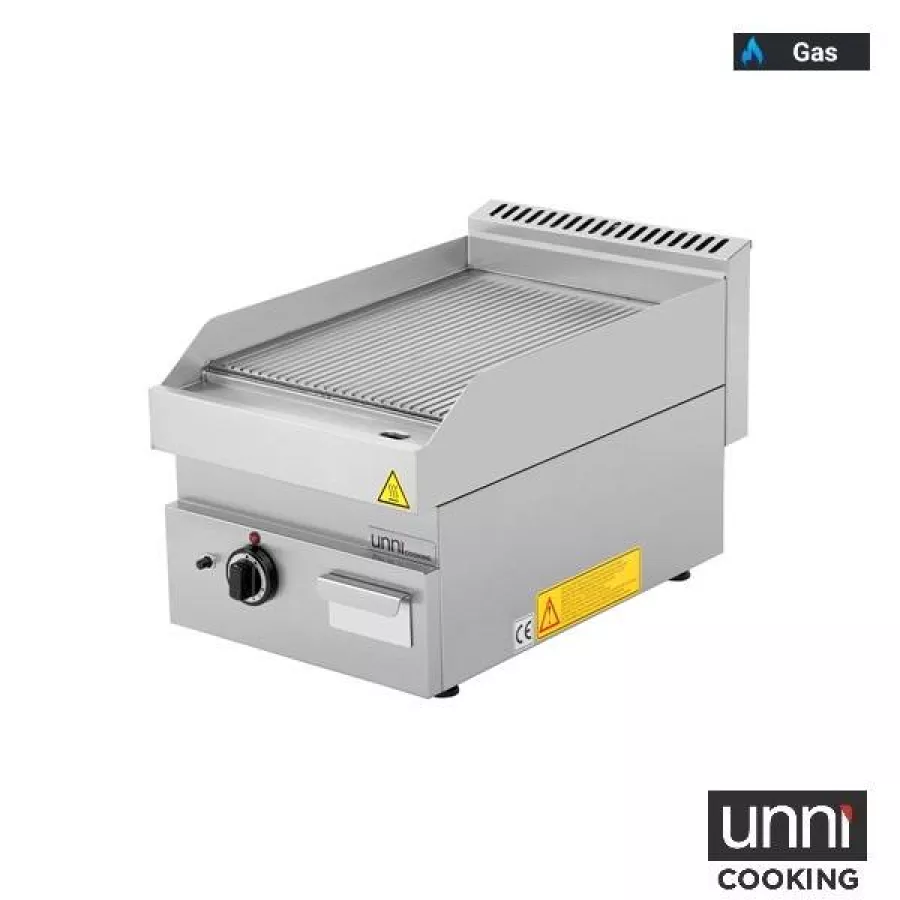 Gas-Bratplatte UNNI-COOKING 650 SERIES geriffelt Edelstahl Profiküche