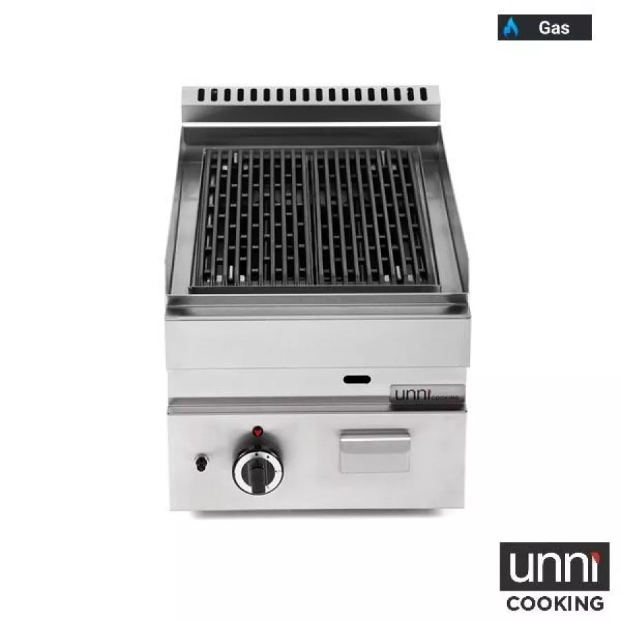 Lavasteingrill UnniCooking 650 LINE Gas Edelstahlbrenner Lavasteine