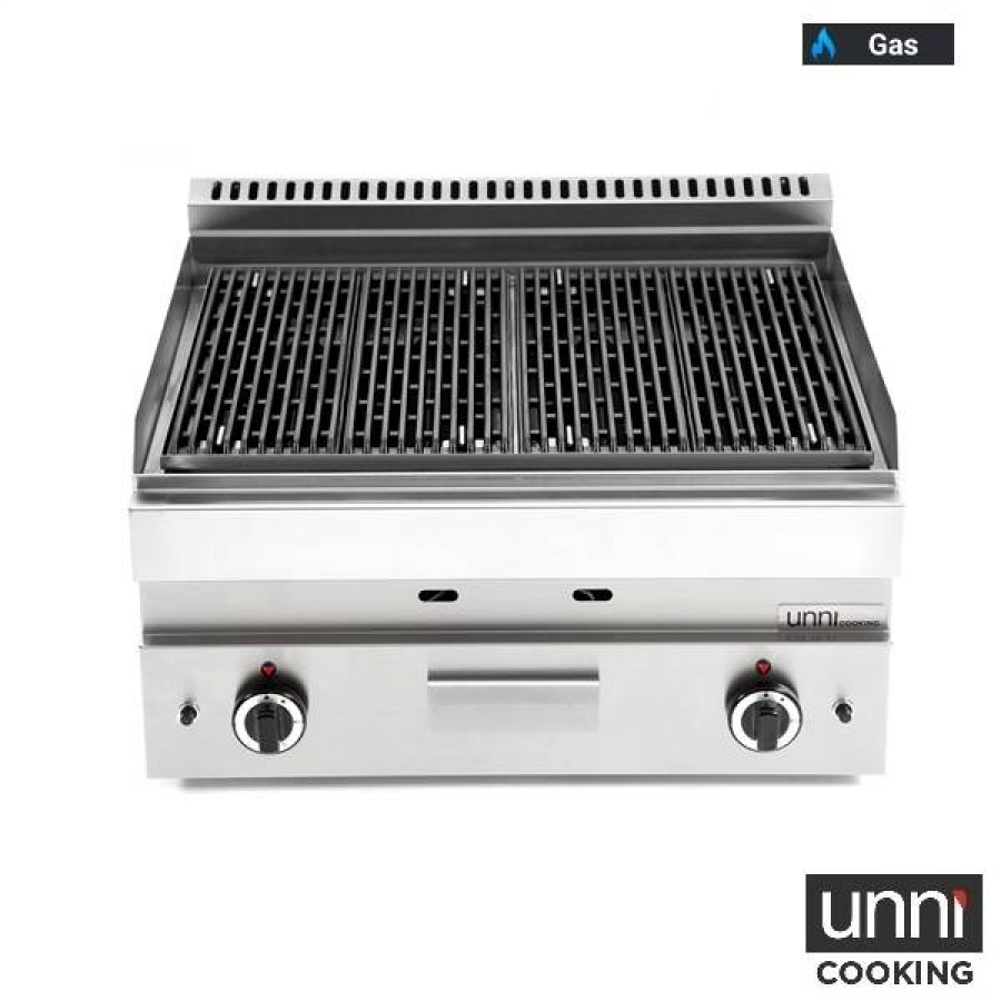 Lavasteingrill UnniCooking 650 LINE mit Edelstahlbrenner und Lavasteinen