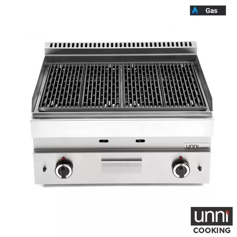 Lavasteingrill UnniCooking 650 LINE mit Edelstahlbrenner und Lavasteinen