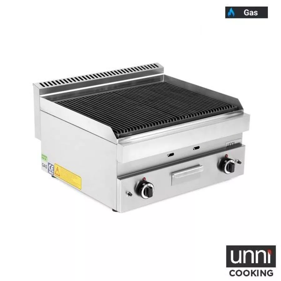 Lavasteingrill UnniCooking 650 LINE mit Edelstahlbrenner und Lavasteinen