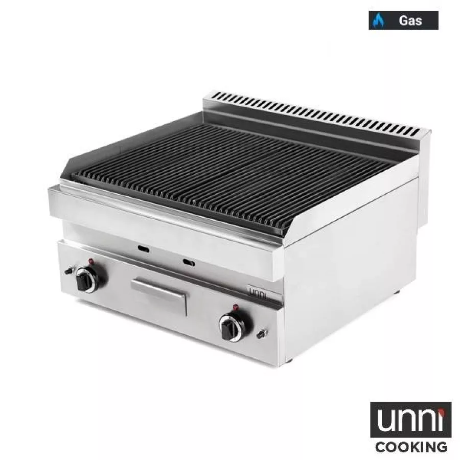 Lavasteingrill UnniCooking 650 LINE mit Edelstahlbrenner und Lavasteinen