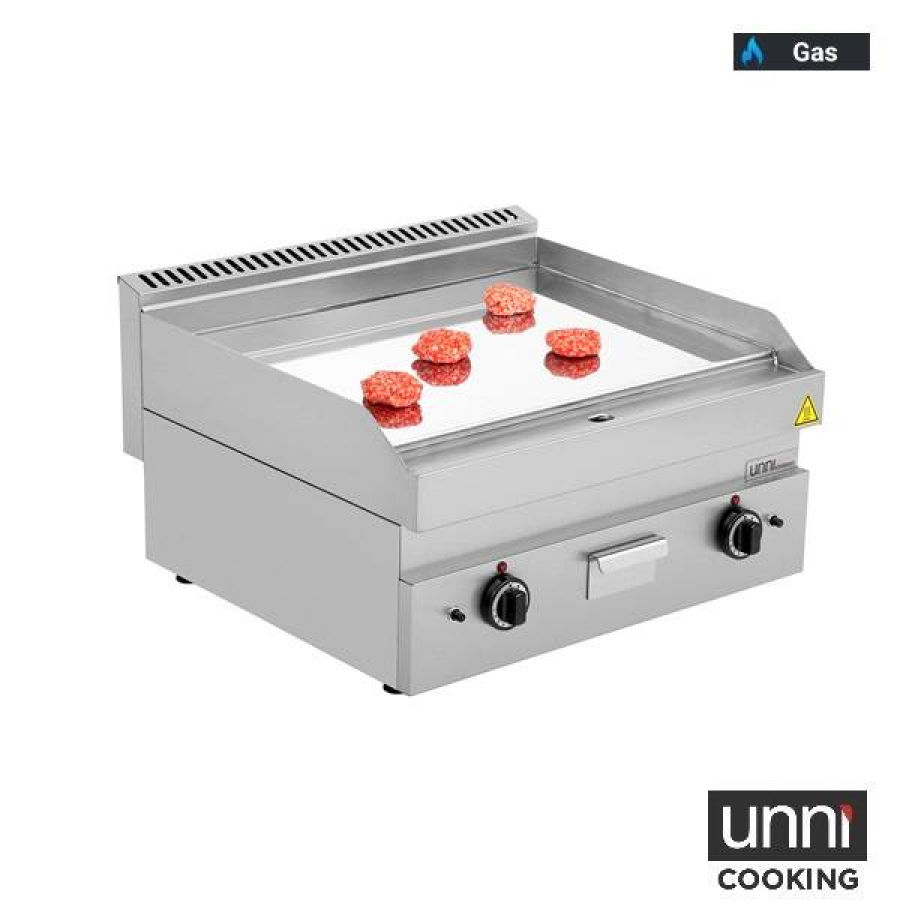 Gas-Bratplatte UNNI-COOKING 650 SERIES Chrom Edelstahl Profiküche
