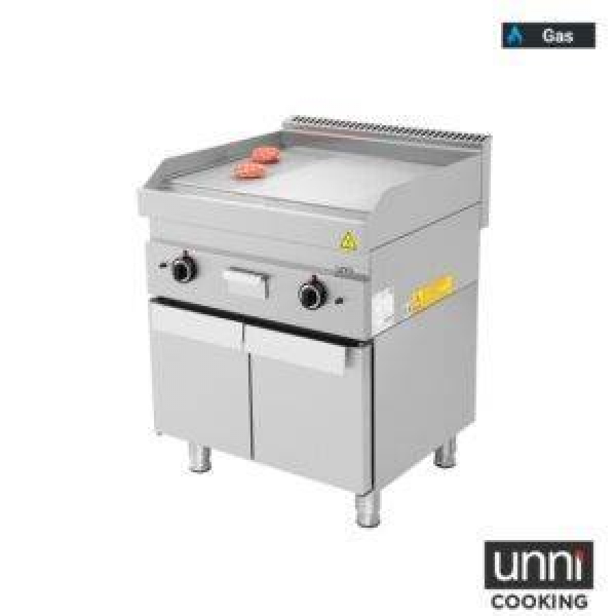 Gas-braadplaten UNNI-COOKING 650 Serie RVS 1/3 geribbeld 2/3 glad