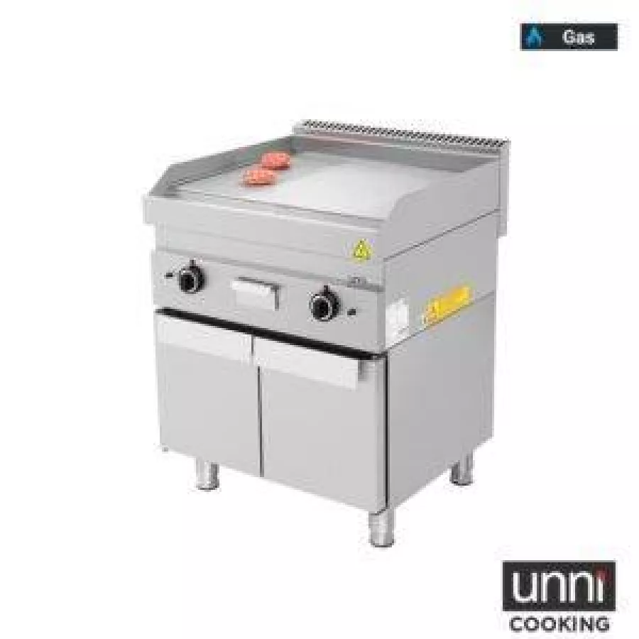 Gas-Bratplatten UNNI-COOKING 650 Serie Edelstahl 1/3 geriffelt 2/3 glatt